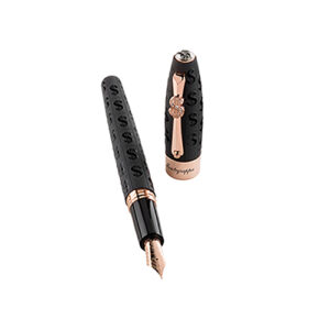 Stilou Fortuna Cash Montegrappa negru cu finisaje din aur rose