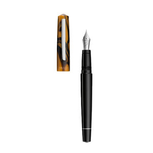 Stilou Infrangibile  Tibaldi  din rasina  corp negru si capac galben crom cu finisaj din otel inoxidabil