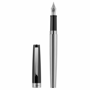 Stilou Montegrappa Armonia Duetto din rasina neagra cu finisaj din otel inoxidabil