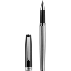 Roller Montegrappa Armonia Duetto din rasina neagra cu finisaj din otel inoxidabil