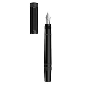 Stilou Perfecta  Tibaldi  din rasina neagra cu finisaj din otel inoxidabil