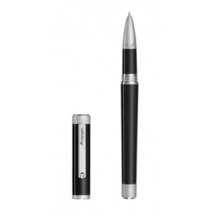 Roller Montegrappa Zero din rasina neagra cu finisaj din otel inoxidabil