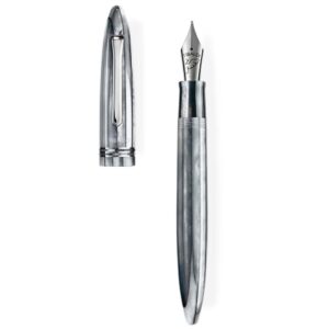 Stilou Bononia  Tibaldi  din rasina pearl mist cu finisaj din otel inoxidabil