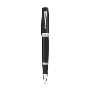 Roller Elmo 02 Montegrappa din rasina neagra cu finisaj din otel inoxidabil