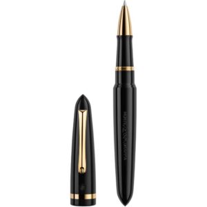 Roller Montegrappa VENETIA din rasina neagra cu minuterii aurii