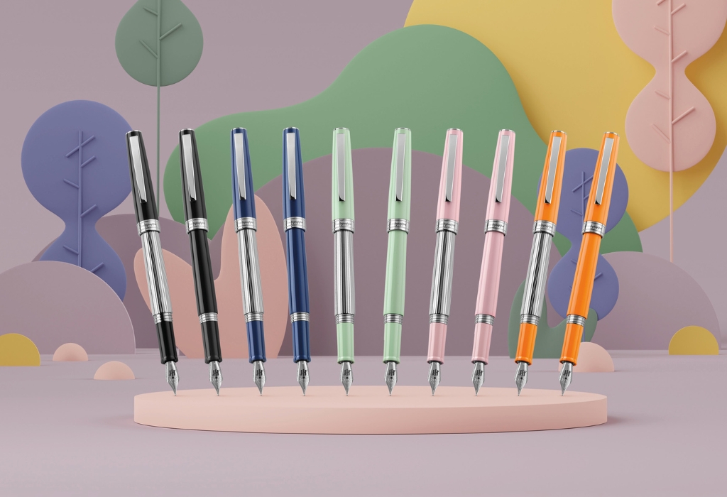 Colecția completă Montegrappa Armonia, stilouri în multiple culori pastel și clasice.